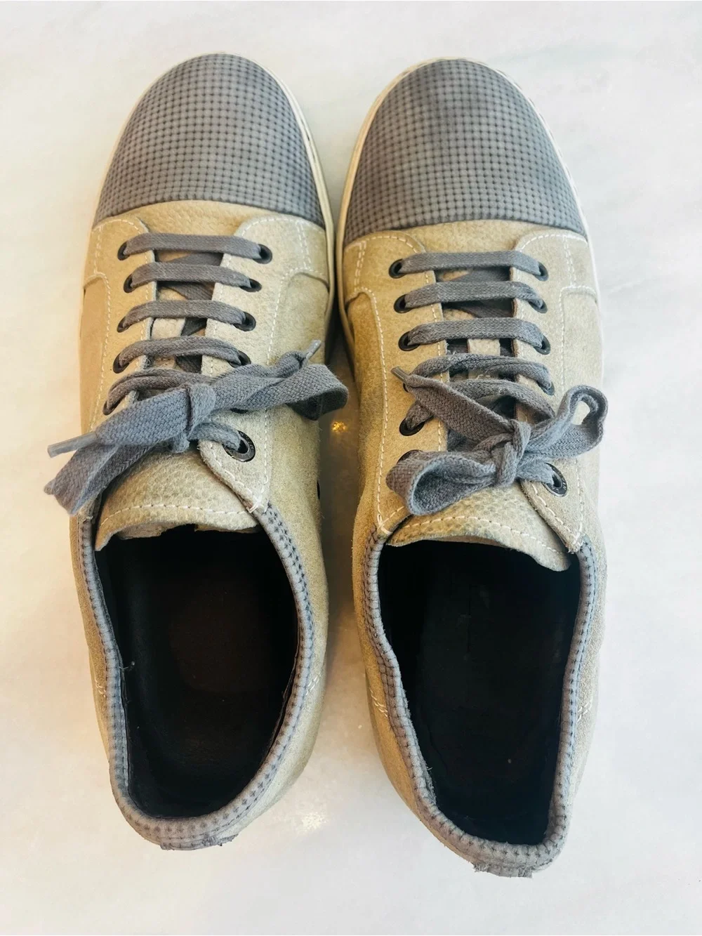 Lanvin DBB1 Men's Low-Top Suede Sneakers Taupe Gray size 11